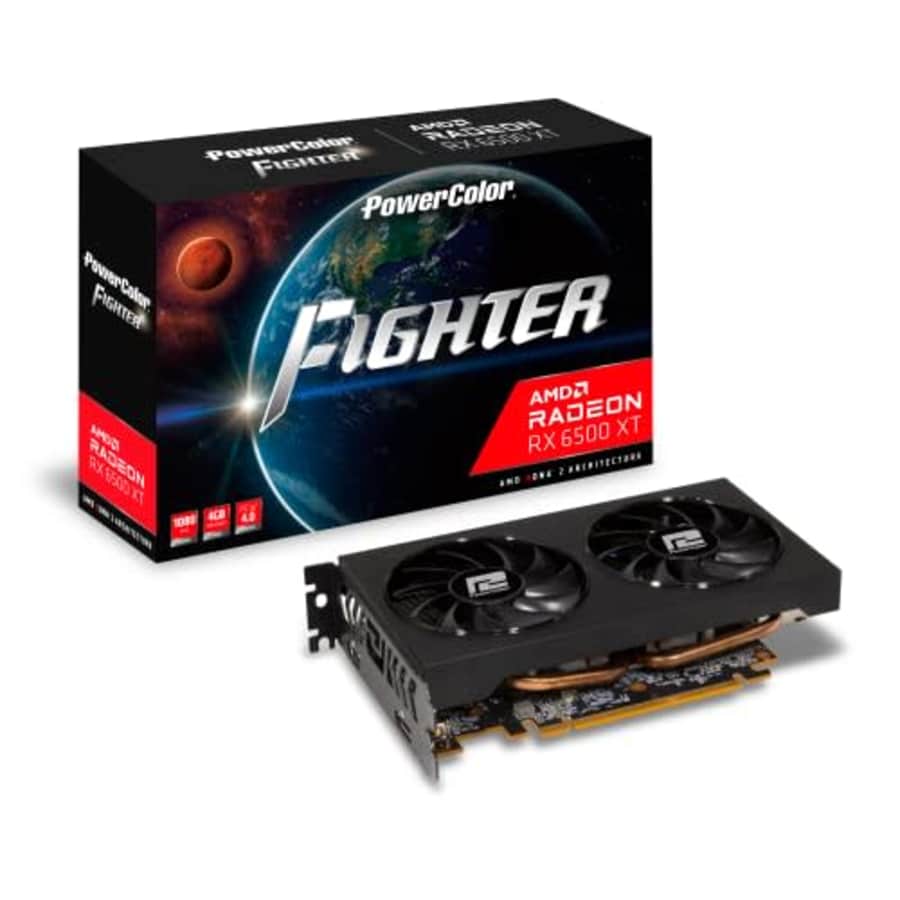 PowerColor Fighter AMD Radeon RX 6500 XT Gaming Graphics Card with 4GB GDDR6 Memory for $202