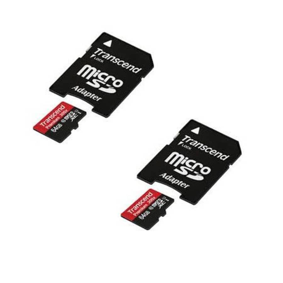 Transcend DJI Phantom 4 Quadcopter Drone Memory Card 2 x 64GB microSDHC Memory Card with SD Adapter (2 Pack) for $20