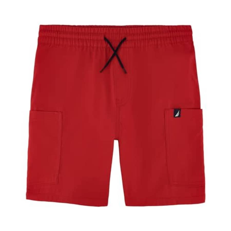 Nautica Boys' Stretch Pull-On Cargo Shorts, Drawstring Closure, Cardinal for $11