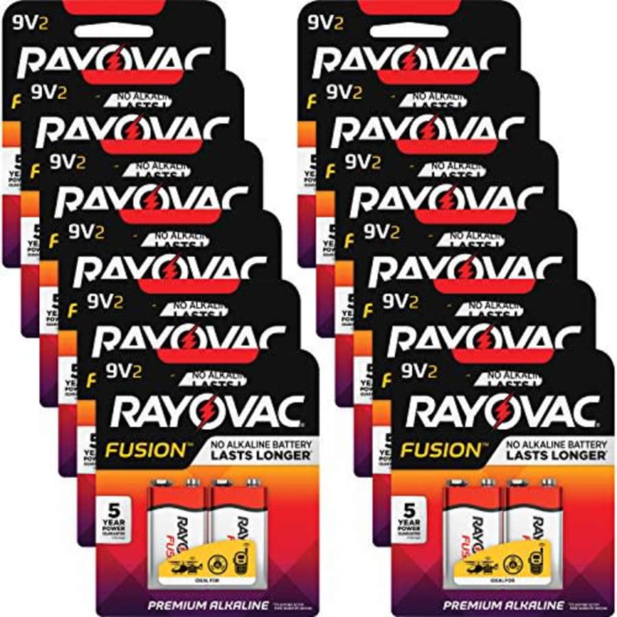 Rayovac Fusion Alkaline 9V Batteries - 12 Count of 2-Pack (24 Batteries) for $107