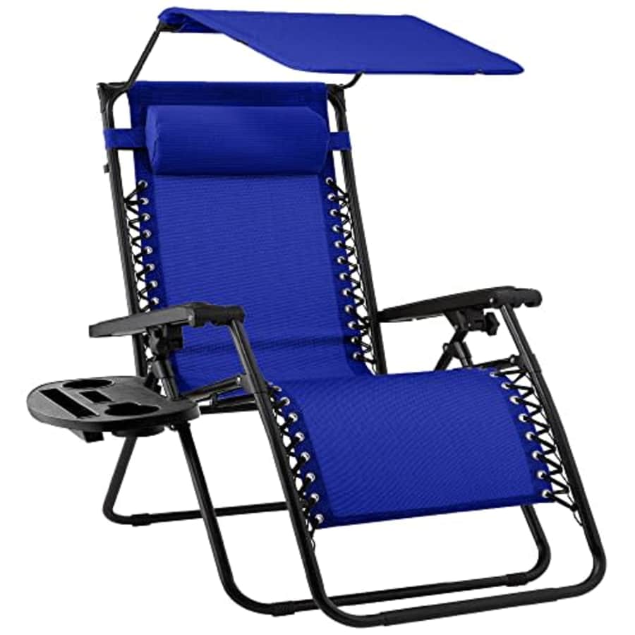 Best Choice Products Folding Zero Gravity Outdoor Recliner Patio Lounge Chair w/Adjustable Canopy for $64