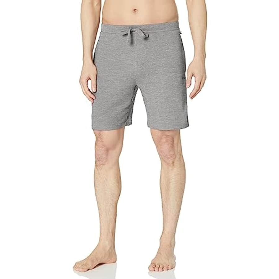 BOSS Men's Waffle Contrast Logo Lounge Shorts, Pearl Grey Melange, S for $25 BOSS Men's Waffle Contrast Logo Lounge Shorts, Pearl Grey Melange, S for $25