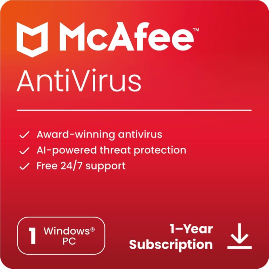 McAfee AntiVirus Protection 2024 Ready 1-Year Subscription: $12.99