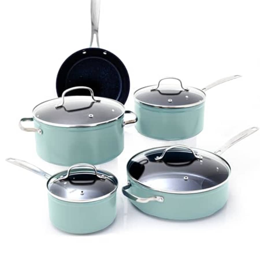 Nuwave Healthy Duralon Blue Ceramic Nonstick Coated 9pc Cookware Set, Scratch-Resistant Diamond for $111