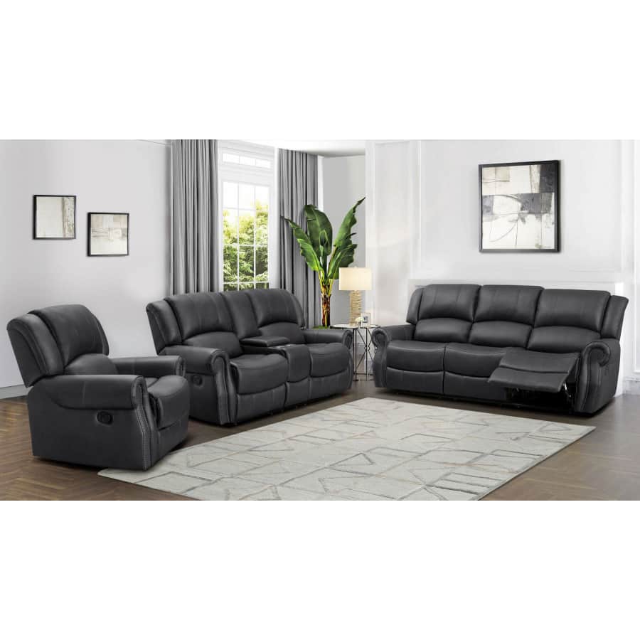 Abbyson Harvest Faux Leather Reclining Sofa, Loveseat, and Chair Set for $1,699 for members
