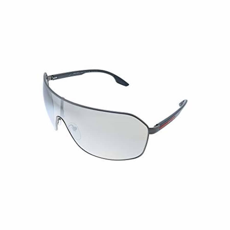 Prada Linea Rossa PS 53V WW2B Grey Metal Pilot Sunglasses Silver Mirror Lens for $290