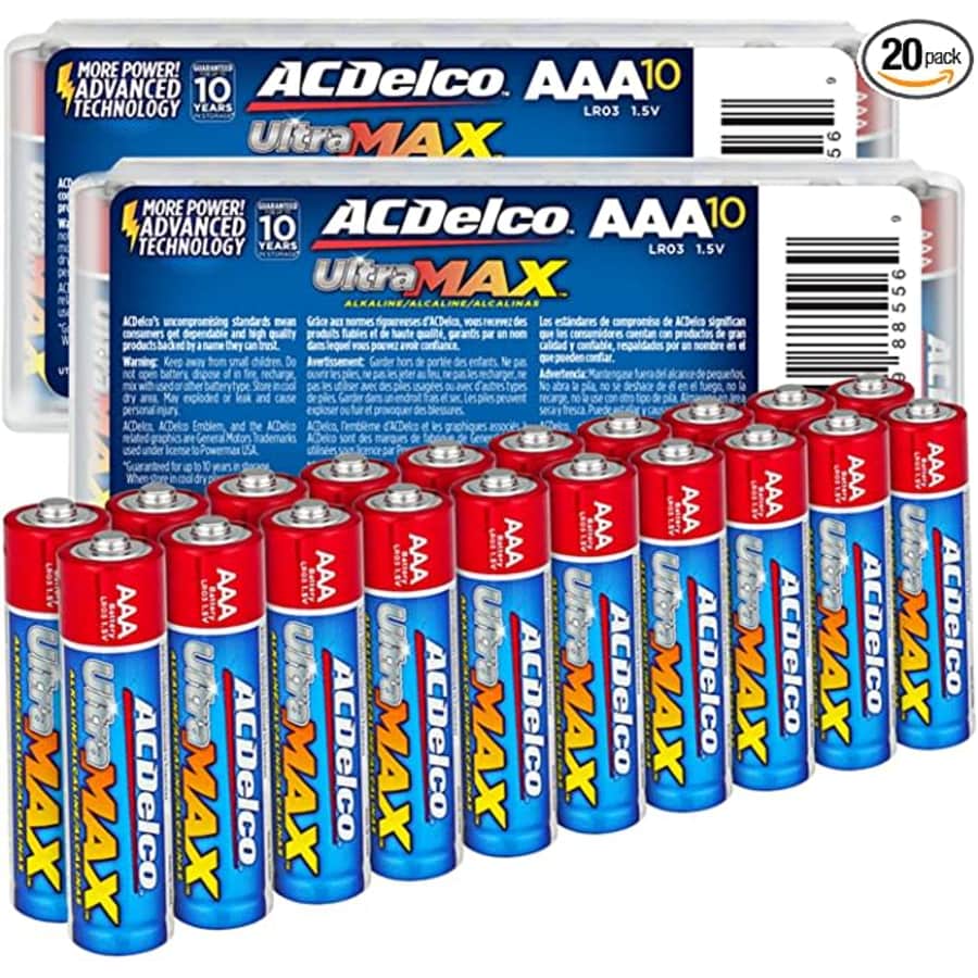 ACDelco UltraMAX AAA Alkaline Batteries 20-Pack for $6 ACDelco UltraMAX AAA Alkaline Batteries 20-Pack for $6