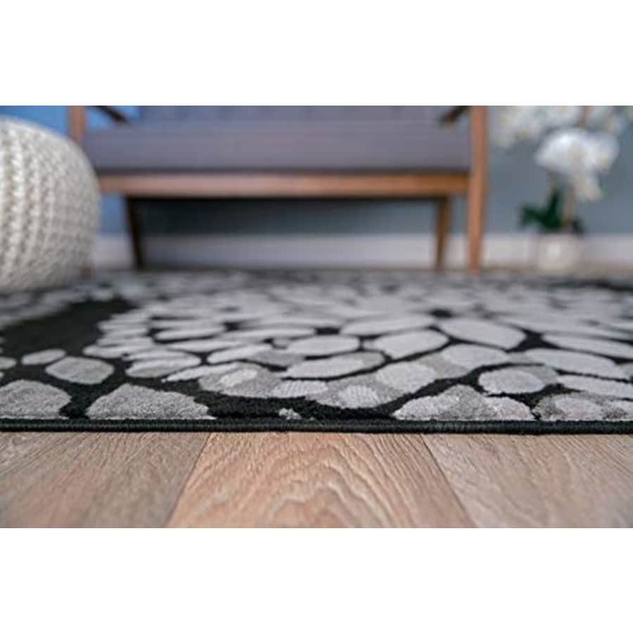 Rugshop Modern Floral Circles Design Area Rug 5' x 7' Black for $105 Rugshop Modern Floral Circles Design Area Rug 5' x 7' Black for $105