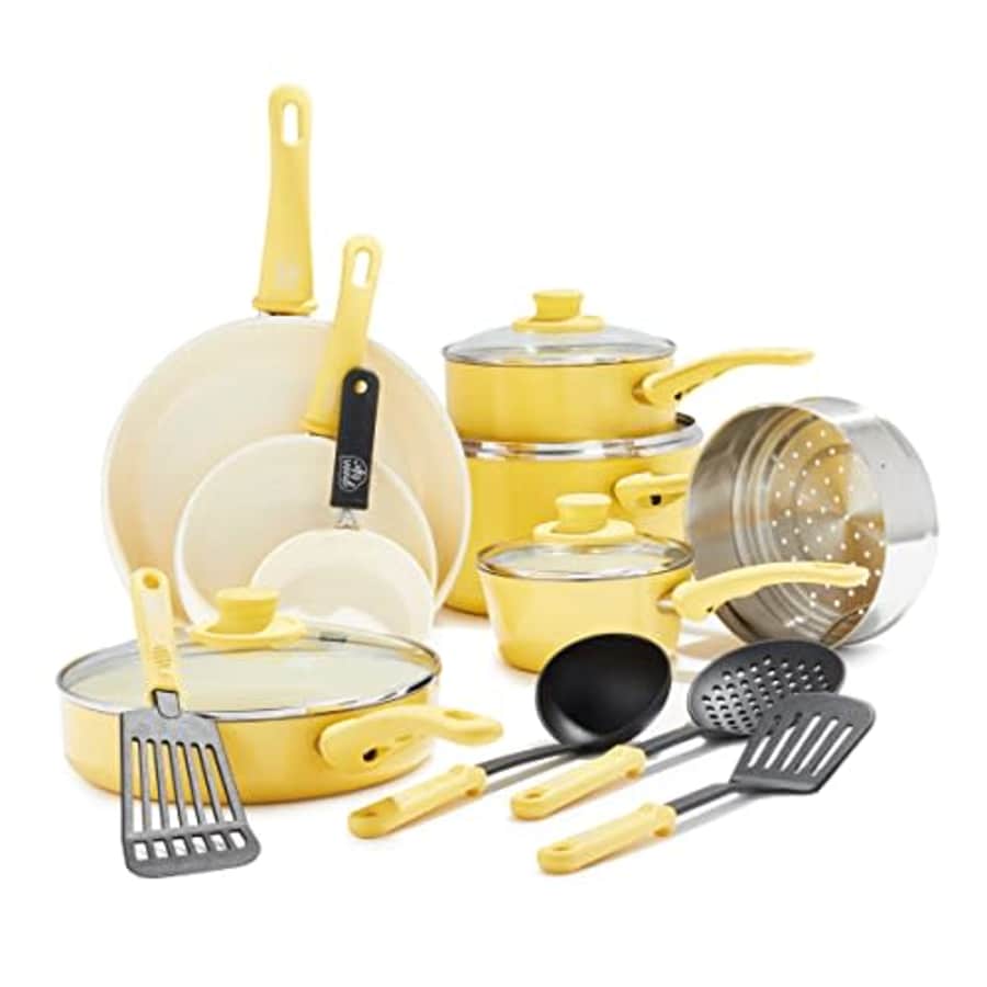 GreenLife Soft Grip Healthy Ceramic Nonstick, 16 Piece Cookware Pots and Pans Set, PFAS-Free, for $96