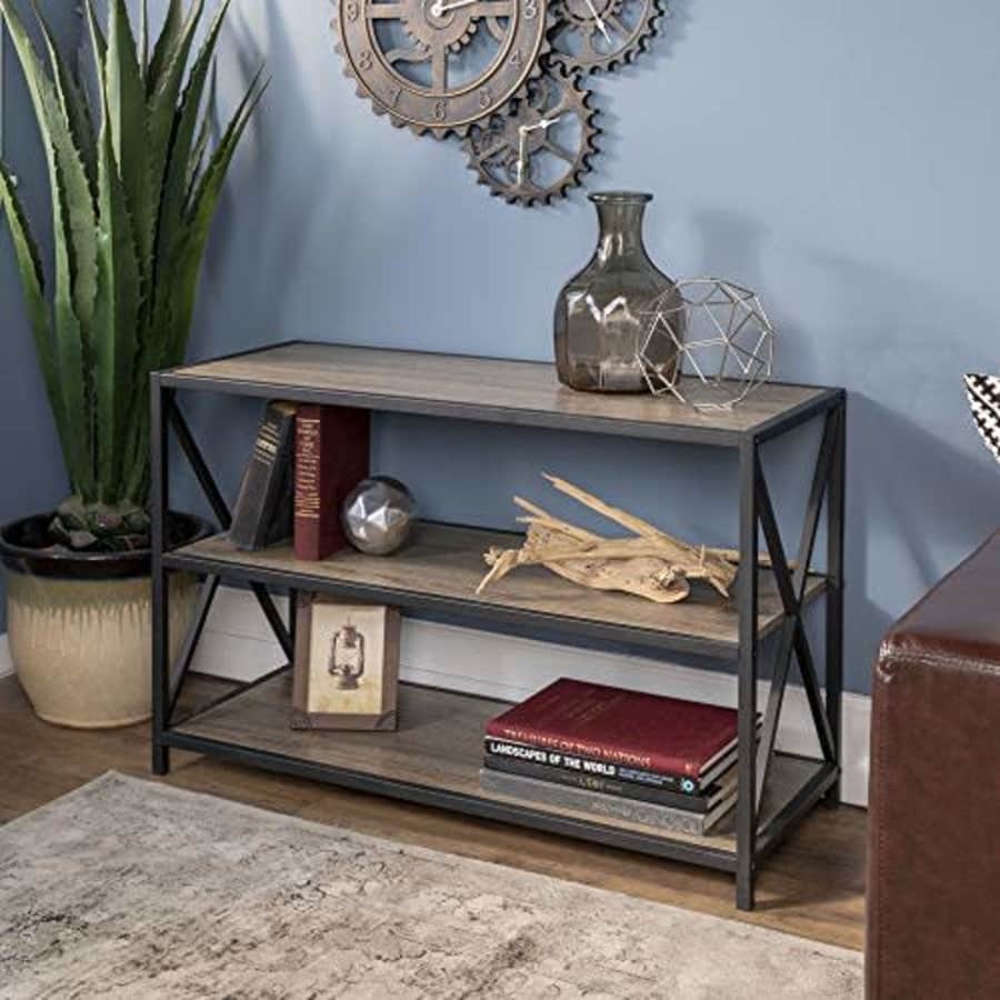 Walker Edison Furniture Company 2 Tier Open Shelf Industrial Wood Metal Bookcase Tall Bookshelf for $103 Walker Edison Furniture Company 2 Tier Open Shelf Industrial Wood Metal Bookcase Tall Bookshelf for $103