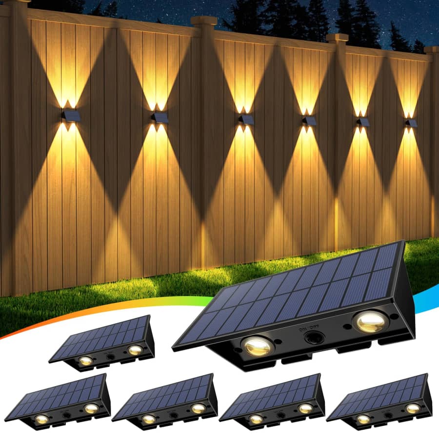 Solar Fence Light 6-Pack for $24 w/ Prime