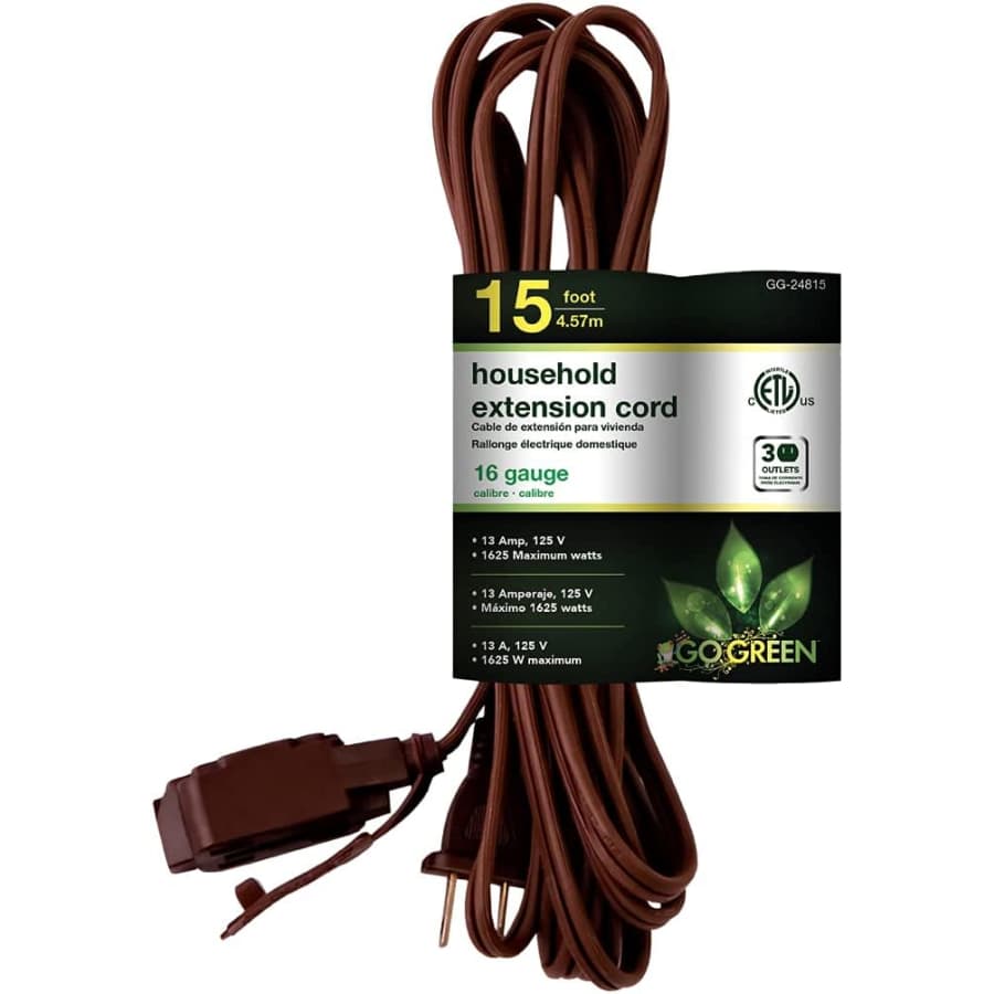 GoGreen Power 15-Foot 16/2 Household Extension Cord for $10