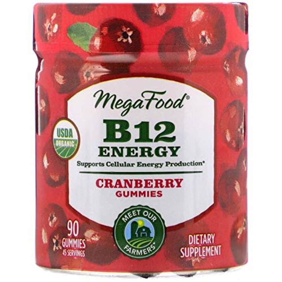 MegaFood, Certified Organic B12 Energy Cranberry Gummies, Soft Chew Vitamin B12 Supplement for for $16