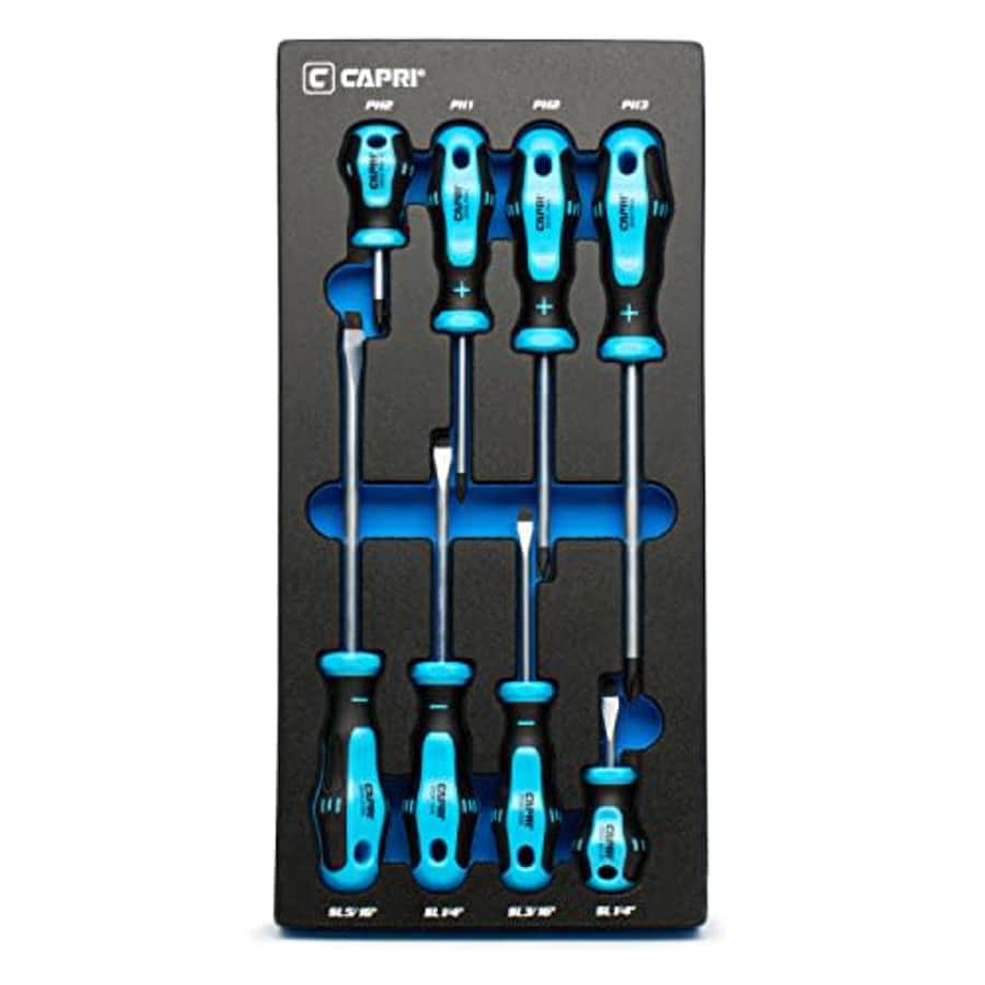 Capri Tools 25000-SS8KMT Kontour Screwdriver Set, 8-Piece with The Mechanics Tray for $50