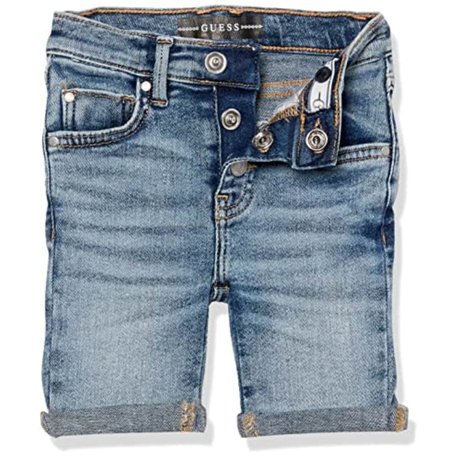GUESS girls Snap Fly Stretch Denim Bermuda Shorts, Crystal Frozen Wash, 2T US for $19 GUESS girls Snap Fly Stretch Denim Bermuda Shorts, Crystal Frozen Wash, 2T US for $19
