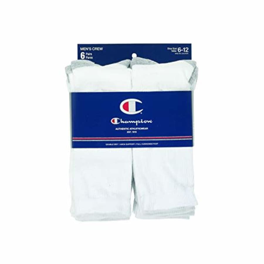 Champion Double Dry Performance Men's Crew Socks 12-Pack_White_10-13 for $28