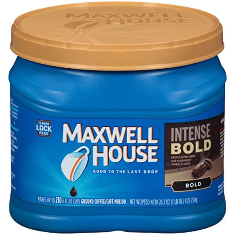 Maxwell House Intense Bold Dark Roast Ground Coffee (26.7 oz Canister) for $16 Maxwell House Intense Bold Dark Roast Ground Coffee (26.7 oz Canister) for $16