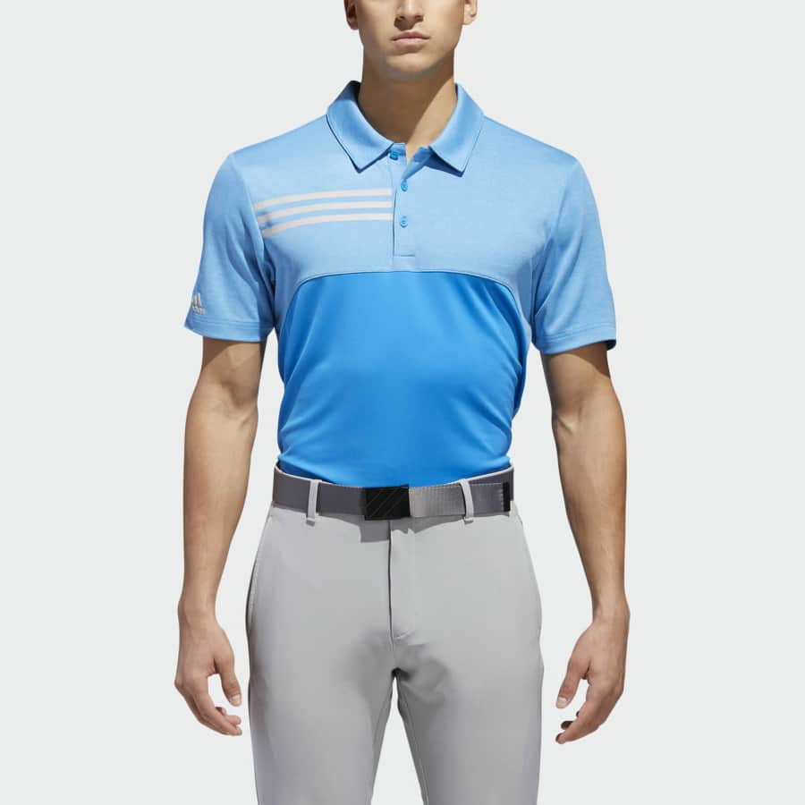 adidas Men's 3-Stripes Heather Blocked Polo Shirt for $16
