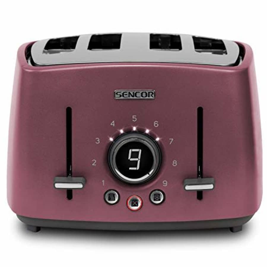 Sencor STS6074RD Premium Metallic 4-slot High Lift Toaster with Digital Button and Toaster Rack, Red for $85 Sencor STS6074RD Premium Metallic 4-slot High Lift Toaster with Digital Button and Toaster Rack, Red for $85