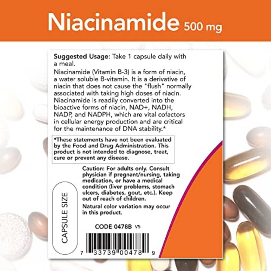 Now Foods Niacinamide 500mg, Vitamin B-3 Capsules, 100-Count for $9