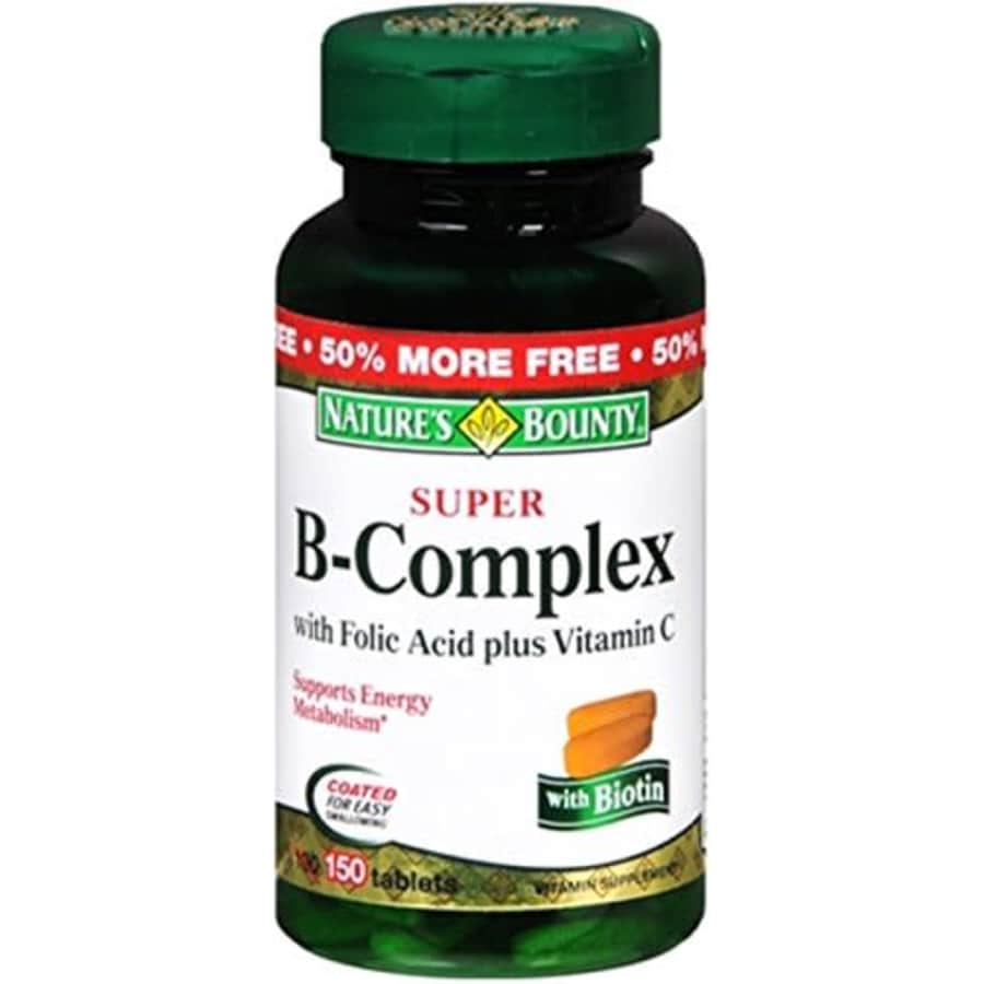 Nature's Bounty B-Complex with Folic Acid Plus Vitamin C, Tablets 150 Each (Pack of 3) for $13