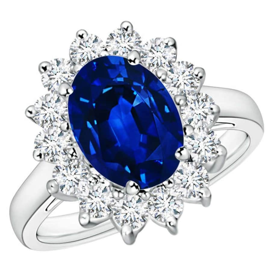 3.00-TCW Princess Diana Inspired 14K White Gold Sapphire Diamond Ring for $1,000