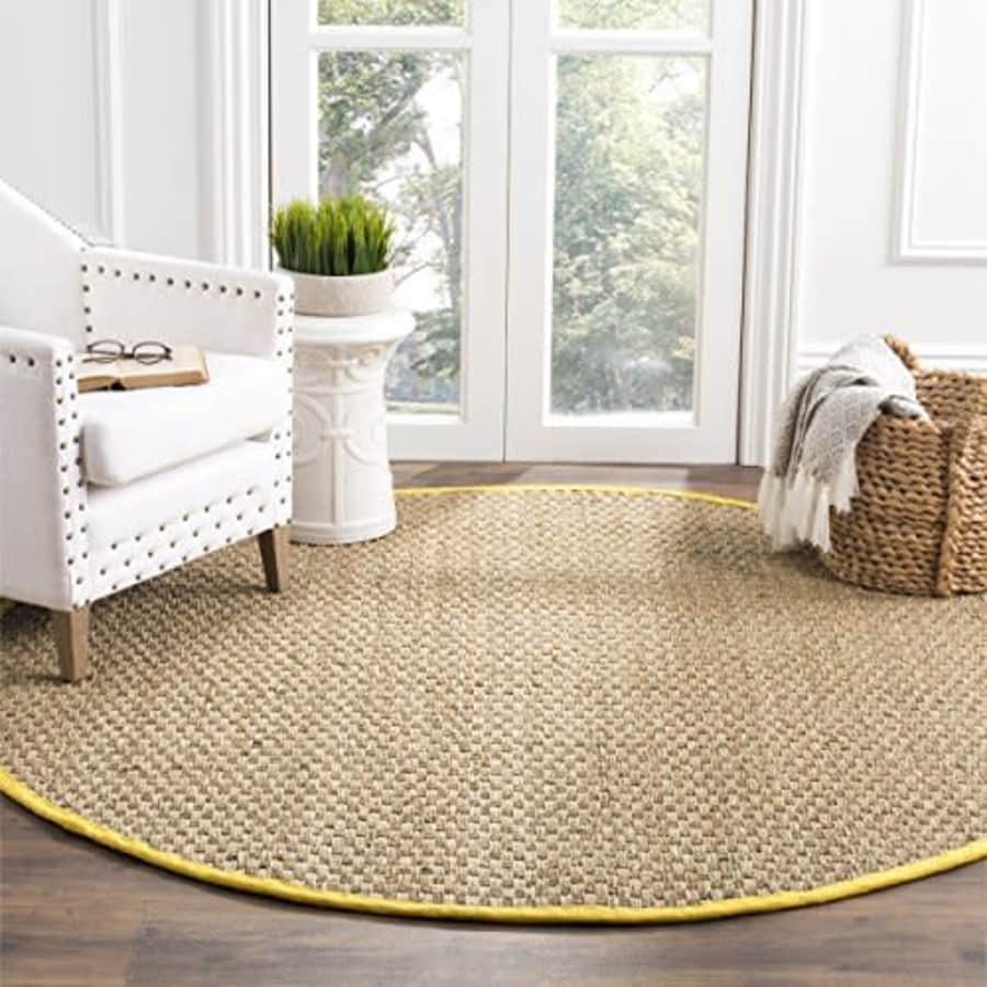 Safavieh Natural Fiber Collection NF114X Basketweave Natural and Gold Summer Seagrass Round Area for $116 Safavieh Natural Fiber Collection NF114X Basketweave Natural and Gold Summer Seagrass Round Area for $116