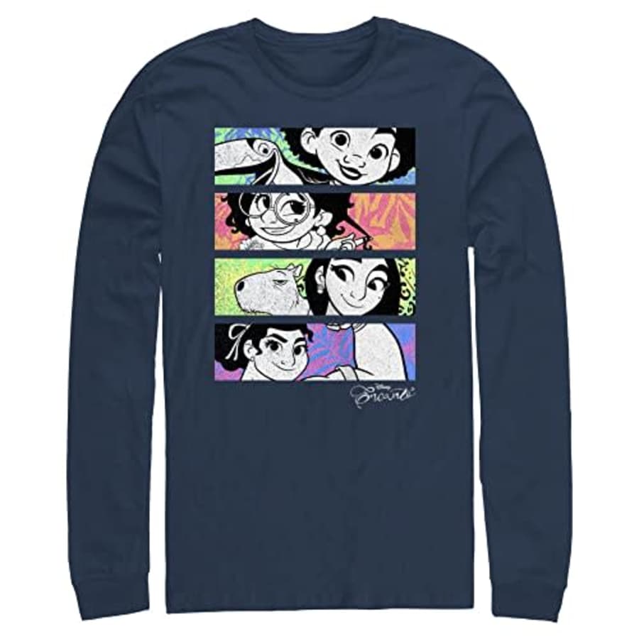 Disney Big & Tall Encanto Four Box Family Men's Tops Long Sleeve Tee Shirt, Navy Blue, X-Large for $10
