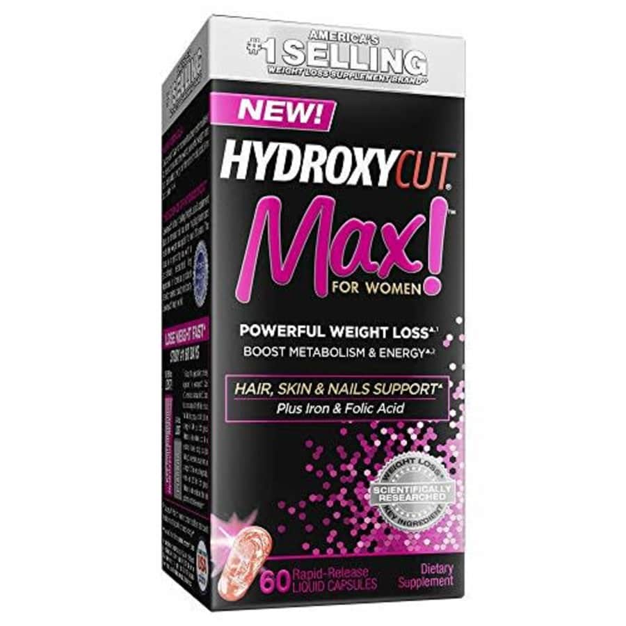 Hydroxycut Max Pills with Biotin | Hair Nails and Skin Vitamins | Iron Supplement, 60 Count Pills for $20