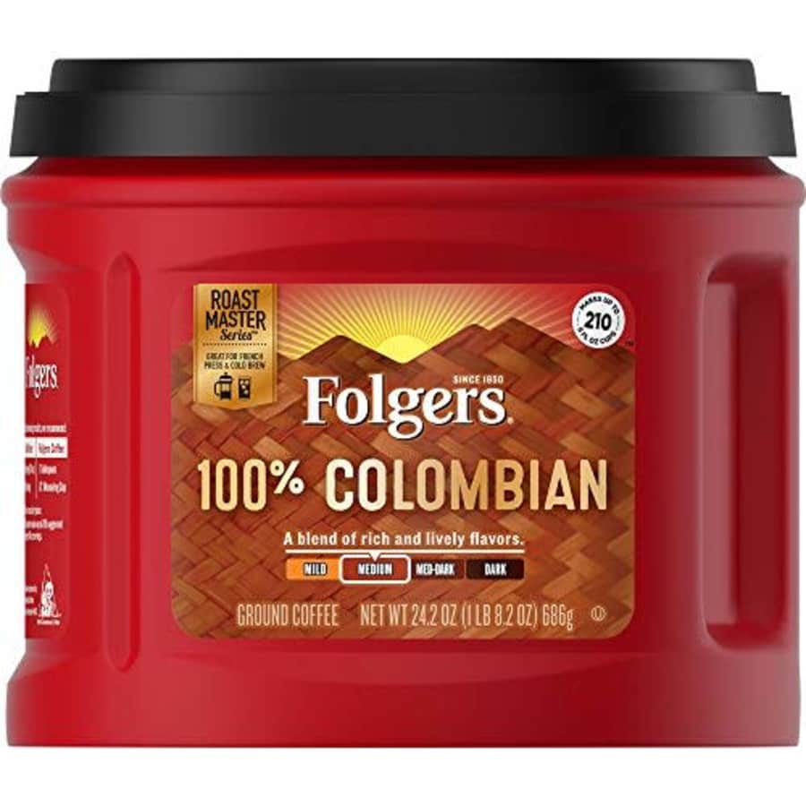 Folgers 100% Colombian Medium Roast Ground Coffee, 24.2 Ounces (Pack of 6) for $96 Folgers 100% Colombian Medium Roast Ground Coffee, 24.2 Ounces (Pack of 6) for $96