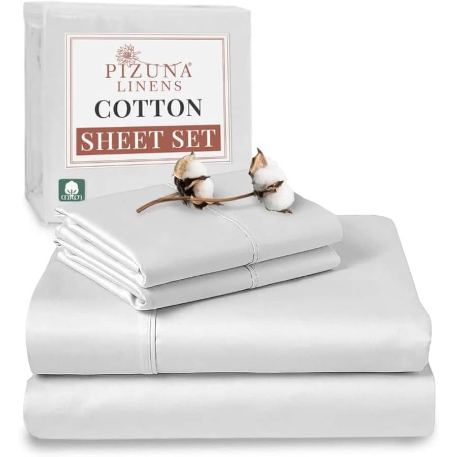 Pizuna 400-Thread Count Queen Cotton Sheet Set for $55