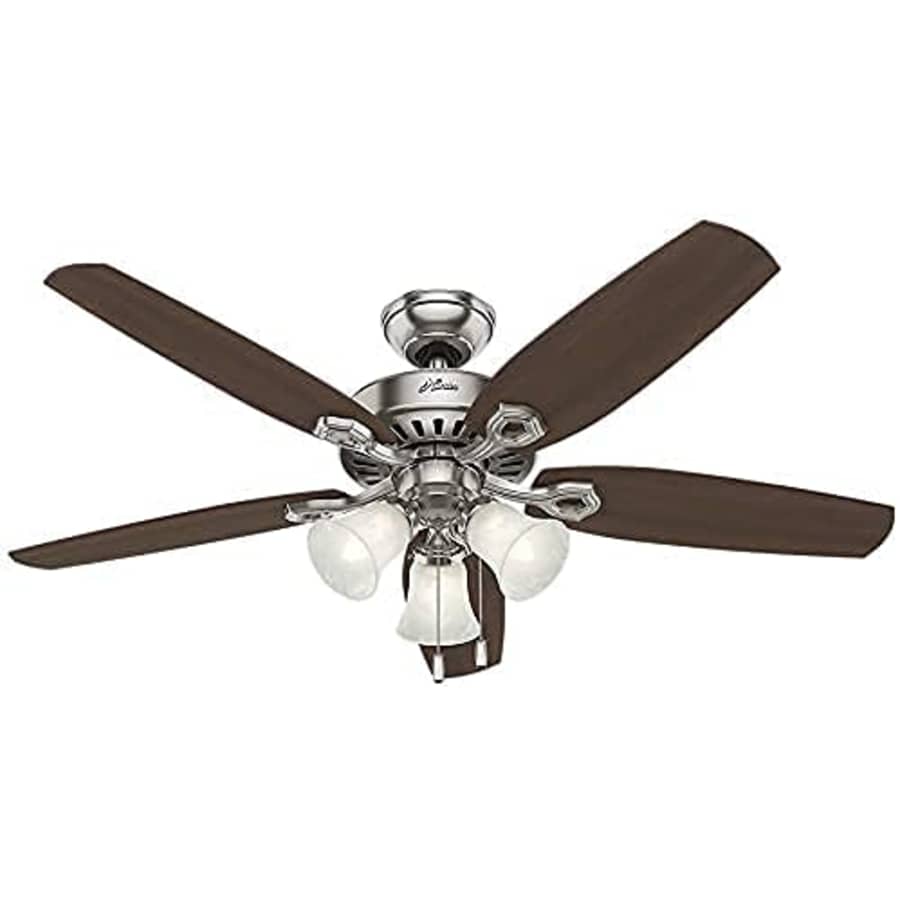 Hunter Fan Hunter Builder Plus Indoor Ceiling Fan with LED Lights and Pull Chain Control, 52", Brushed Nickel for $142 Hunter Fan Hunter Builder Plus Indoor Ceiling Fan with LED Lights and Pull Chain Control, 52", Brushed Nickel for $142
