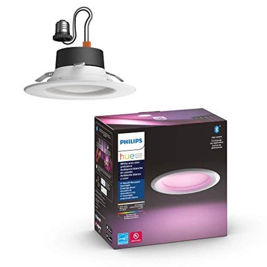 Philips Hue White & Color Ambiance Smart Retrofit Recessed Downlight 4", Bluetooth & Zigbee for $45 Philips Hue White & Color Ambiance Smart Retrofit Recessed Downlight 4", Bluetooth & Zigbee for $45