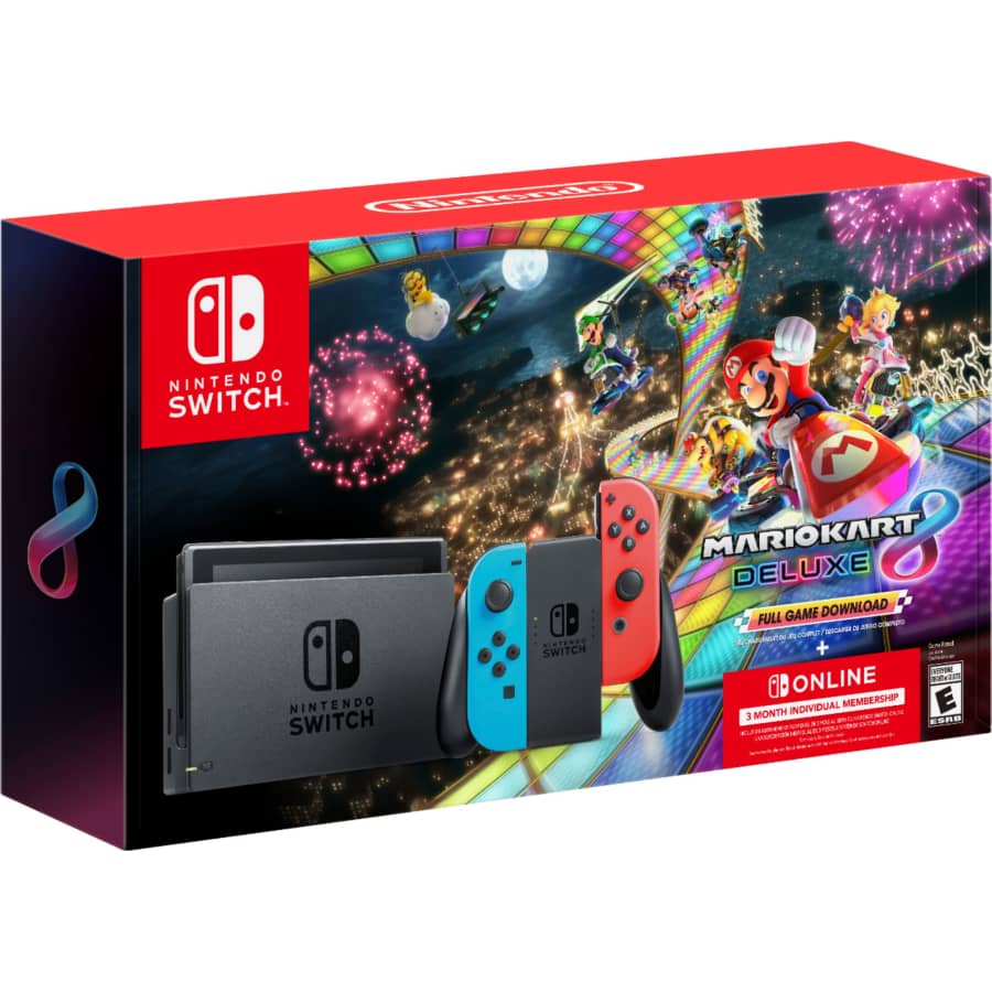 Nintendo Switch Console w/ Mario Kart 8 Deluxe and 3-Month NS Online Membership Bundle for $344