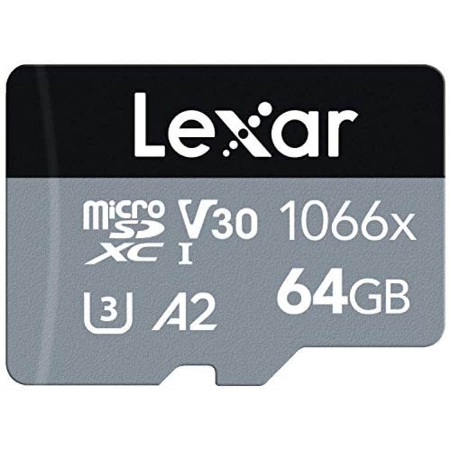 Lexar Professional 1066x 64GB microSDXC UHS-I Card w/SD Adapter Silver Series, Up to 160MB/s Read for $19