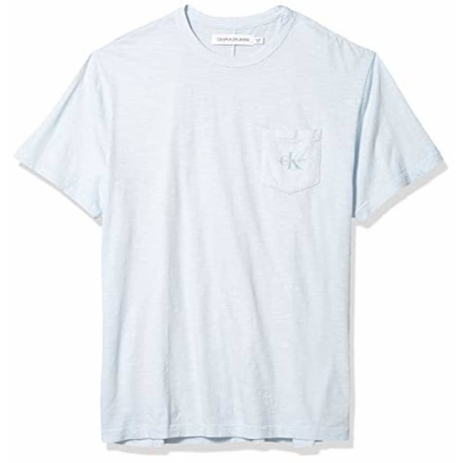 Calvin Klein Men's Short Sleeve Casual Pocket Logo Monogram T-Shirt, Sheer Blue, Medium for $15 Calvin Klein Men's Short Sleeve Casual Pocket Logo Monogram T-Shirt, Sheer Blue, Medium for $15