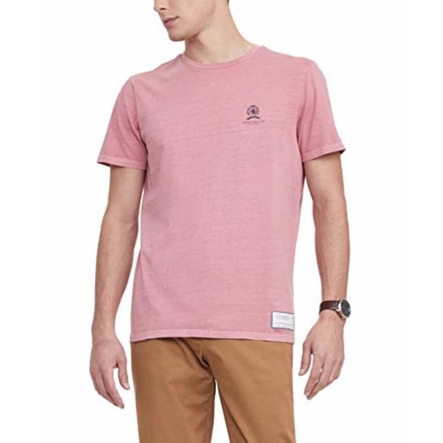 Tommy Hilfiger Men's 35th Anniversary Short Sleeve T Shirt, Dusty Rose, X-Large for $14
