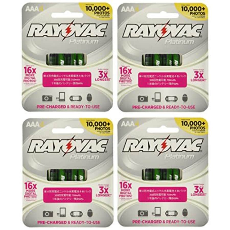 Rayovac 16 x Platinum pre-Charged (New Hybrid Replacement) 800 mAh Rechargable AAA NiMH Batteries for $39