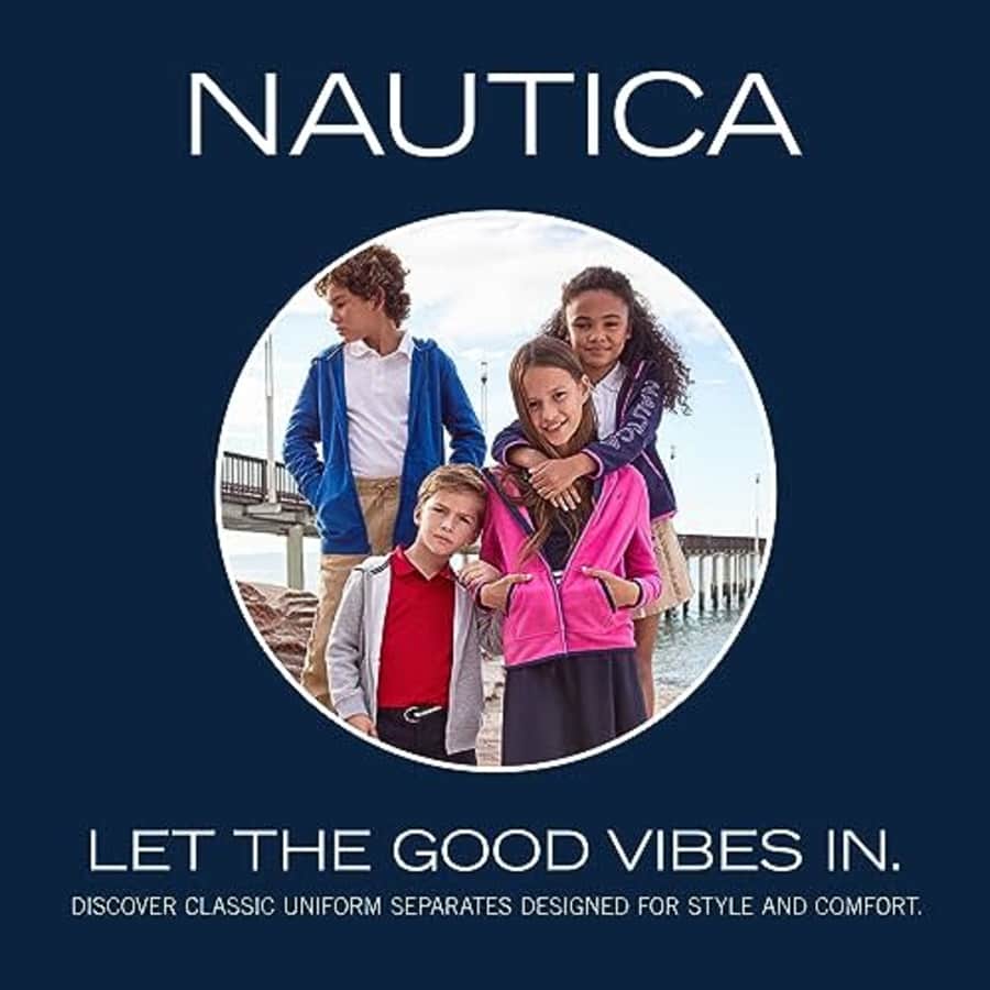 Nautica Girls' Big School Uniform Skinny Twill Bermuda Short, Navy, 8 for $12