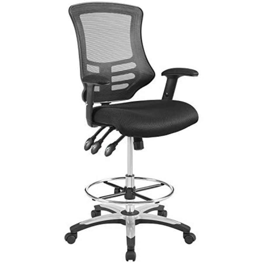 Modway Calibrate Mesh Drafting - Reception Desk Chair - Tall Office Chair in Black for $204
