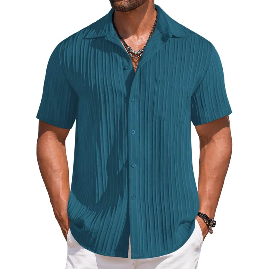 Coofandy Men's Short Sleeve Button Down Shirt for $11