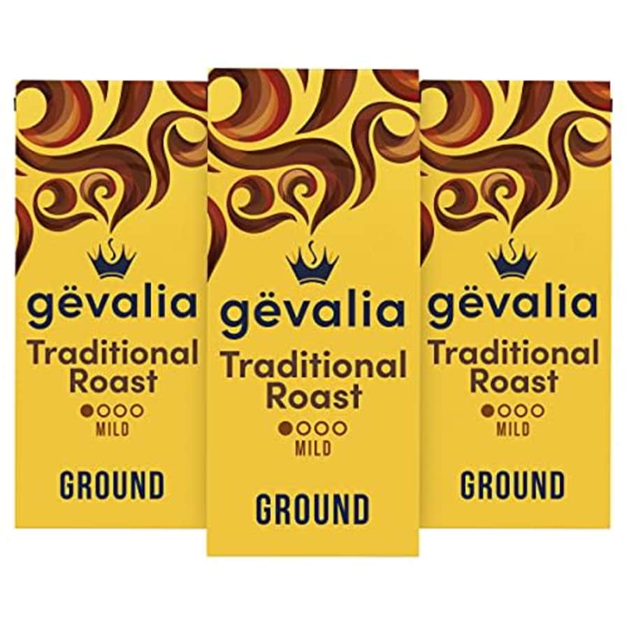 Gevalia Traditional Roast Mild Light Roast Ground Coffee (12 oz Bag, Pack of 3) for $32