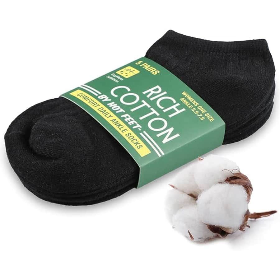 Hot Feet Women's Thin No Show Summer Socks 5-Pack for $8 Hot Feet Women's Thin No Show Summer Socks 5-Pack for $8