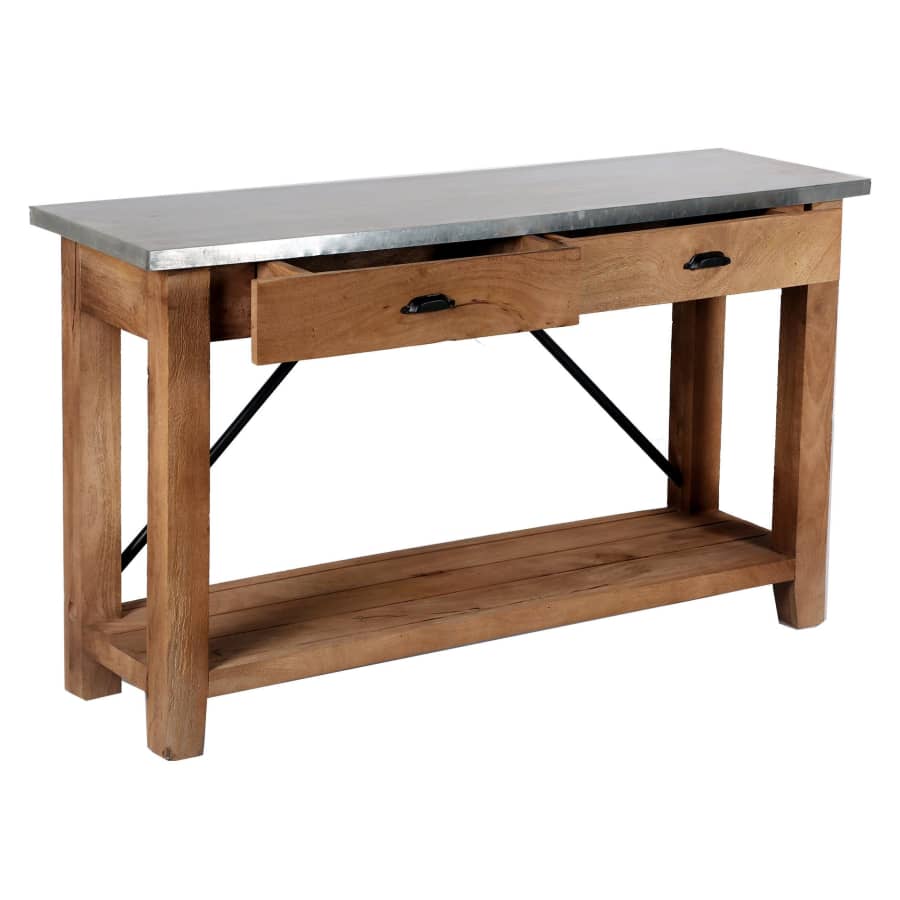 Alaterre Furniture Millwork 50" 2-Drawer Steel-Top Console Table for $312 Alaterre Furniture Millwork 50" 2-Drawer Steel-Top Console Table for $312