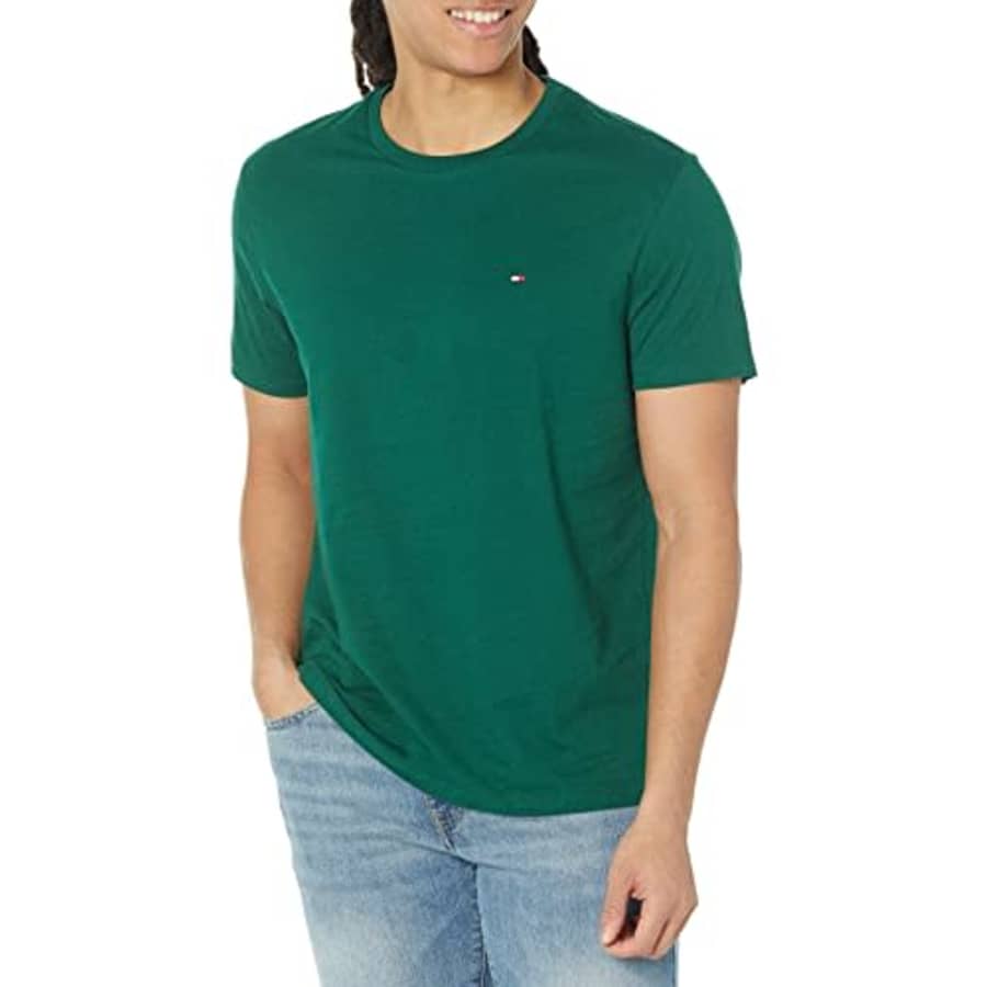 Tommy Hilfiger Men's Short Sleeve T Shirt, Darkened Emerald, XL for $24