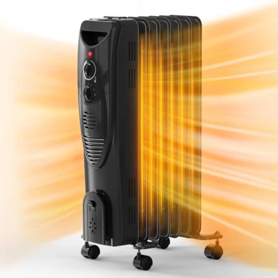 Oil Heater, 1500W Air Choice Electric Portable Space Heaters with 3 Heat Settings, Overheat & for $85 Oil Heater, 1500W Air Choice Electric Portable Space Heaters with 3 Heat Settings, Overheat & for $85
