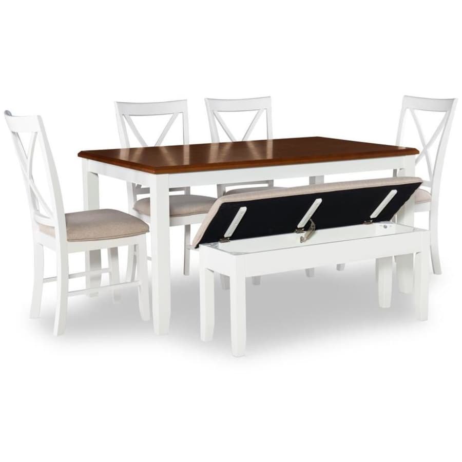 Powell Company Twyla 6-Piece Solid Hardwood Dining Set w/ Bench for $664 Powell Company Twyla 6-Piece Solid Hardwood Dining Set w/ Bench for $664