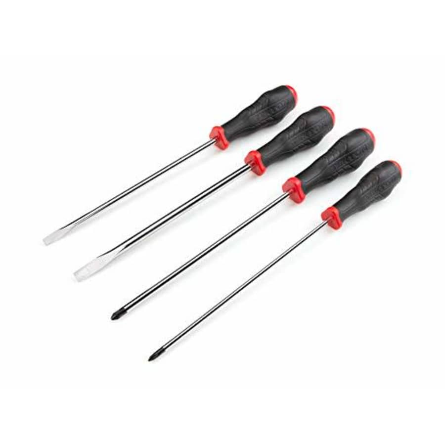 TEKTON High-Torque Chrome Blade Screwdriver Set, 4-Piece (#1-#2, 1/4-5/16 in.) | DRV43011 for $26 TEKTON High-Torque Chrome Blade Screwdriver Set, 4-Piece (#1-#2, 1/4-5/16 in.) | DRV43011 for $26