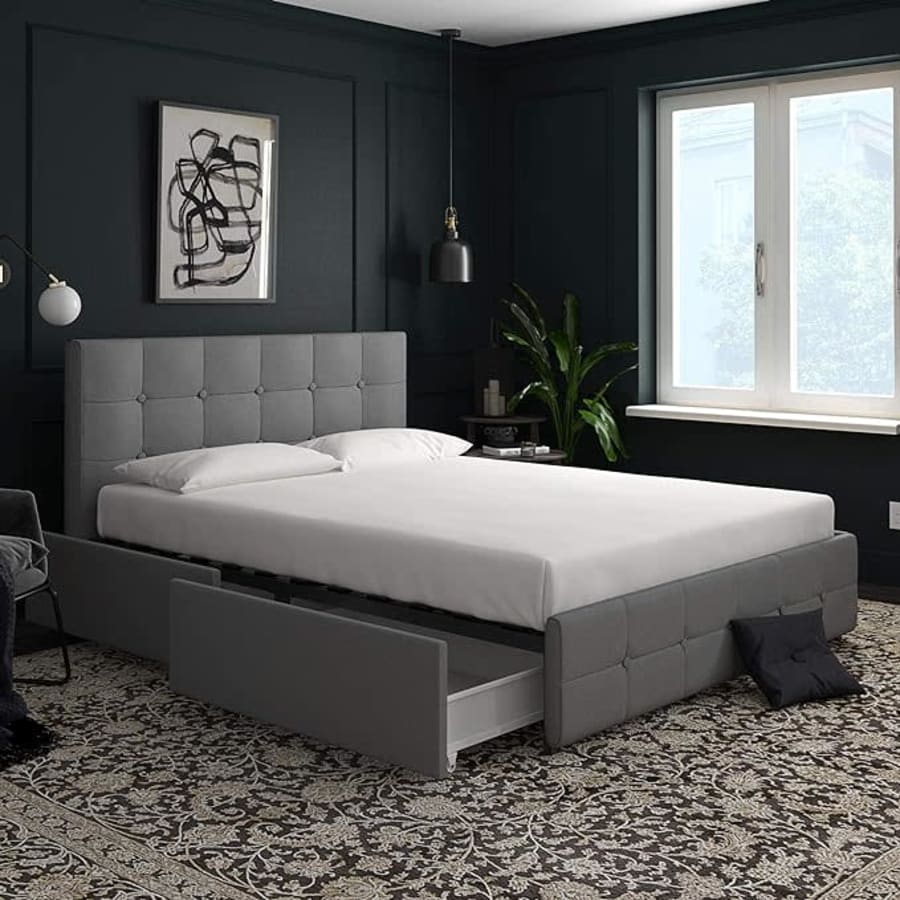 DHP Rose Queen Upholstered Platform Bed for $176 DHP Rose Queen Upholstered Platform Bed for $176