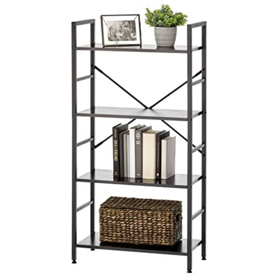 mDesign Industrial Metal and Wood 4 Tier Bookshelf, Tall Modern Etagere Bookcase Shelving Furniture for $50 mDesign Industrial Metal and Wood 4 Tier Bookshelf, Tall Modern Etagere Bookcase Shelving Furniture for $50